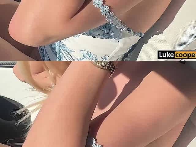 Hottest Blond Model Large Boobs and Large Booty Screwed In Self Driving Tesla - Frances Bentley