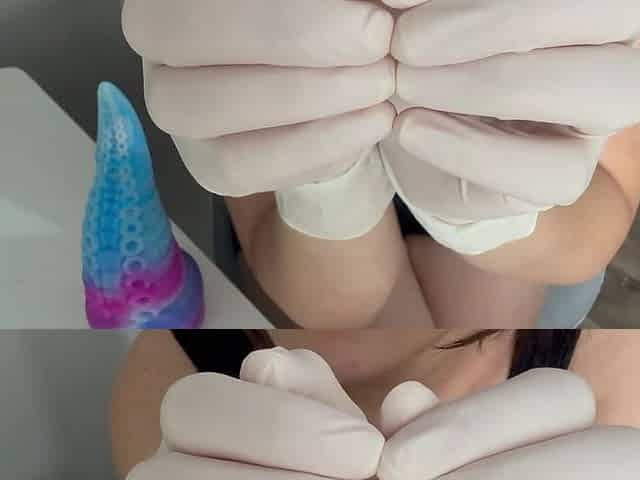 Doctor in White Gloves Masturbating My Monster Cock with Oil
