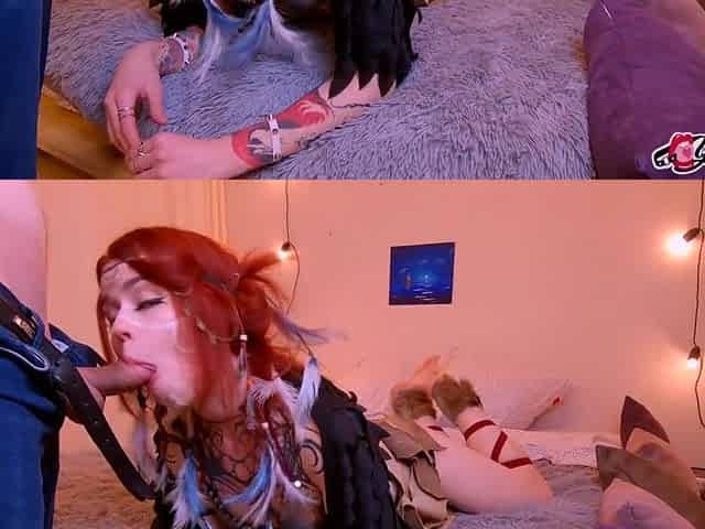 That babe needs cum on her breasts for her ritual. Tribal shaman hotty halloween suit