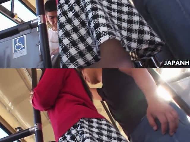 Several dudes fuck yummy Japanese student Aimi Nagano in the bus