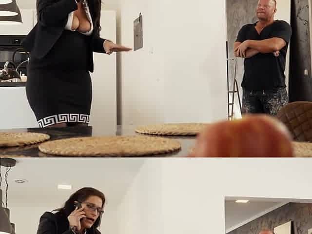 Trashy cougar gets throat fucked - Magmafilm