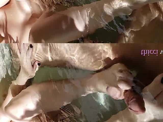 Soaked thighjob cute titjob and a very intensive doggy style creampie in my bathroom