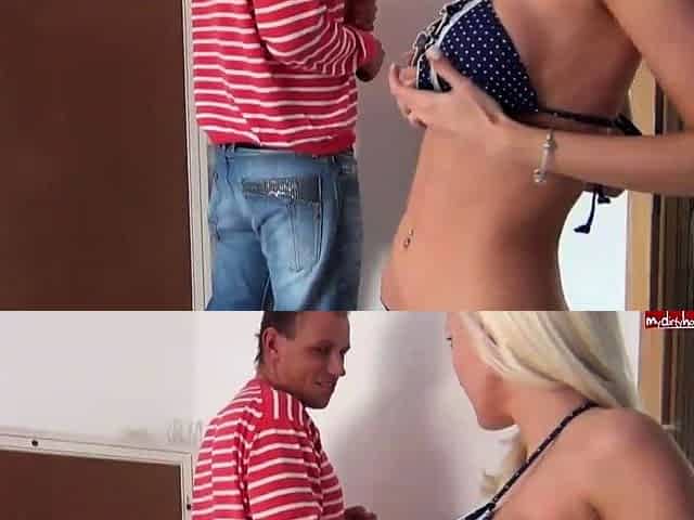 Sexy blonde blowjob and handjob