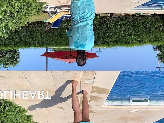 POOL MASTURBATION - stripped gal masturbates in the pool