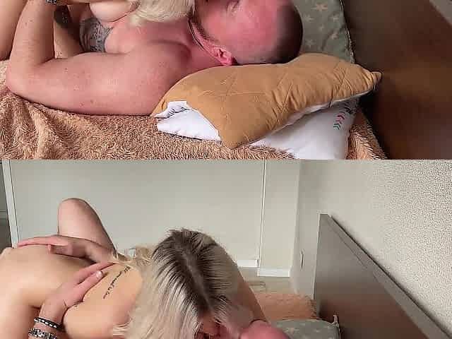 Romantic fondles of a pair in love