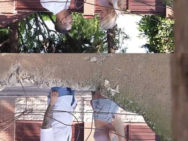 Street Pickup Blond Got Facial Leaking By Random Wall