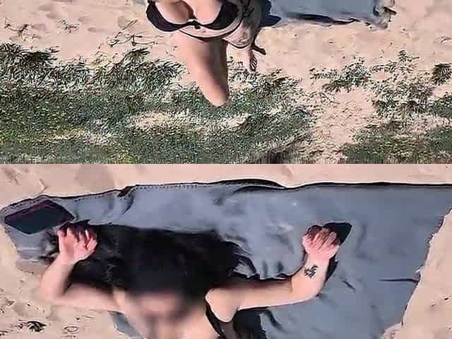 Gorgeous lonely beauty on a nudist beach