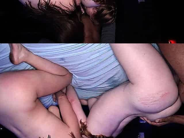 Amateur interracial threesome with double blowjob