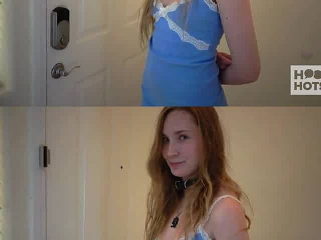 Tiny shy redhead Claire Roos meets chap online for anal