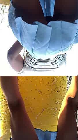 public upskirt snatch flashing and pissing during the time that cars drive by