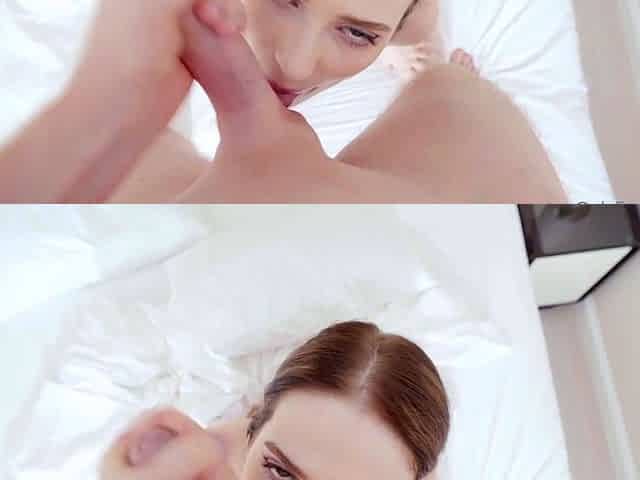 Lovely redhead teen gives a great pov blowjob