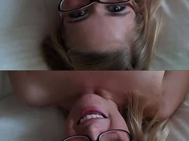 Horny Teen with Blonde Hair and Glasses Pulls Down Pants