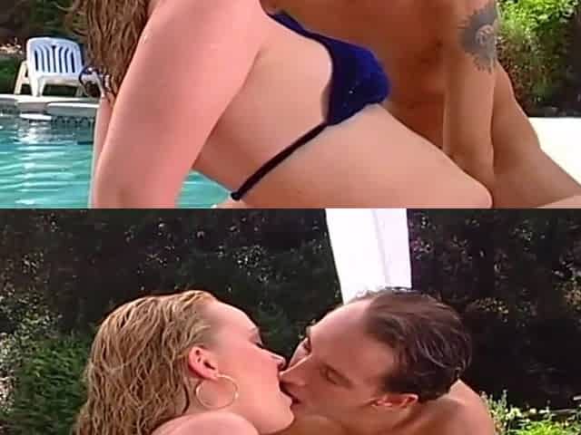 Hot 20 Year Old Blonde Fucked in the Pool and Gets Her Mouth Full of Cum