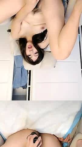 Japanese hairy pussy toying