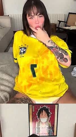 Brunette enjoys the toy on gaping pussy while masturbating