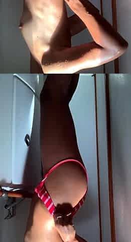 Amateur striptease and Solo masturbation