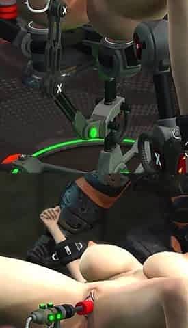 Sci-fi Fuck System - Super Busty Cuffed Girl and Sex Machine