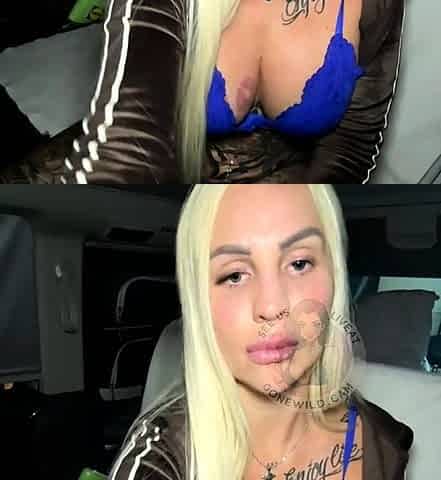 Stunning Tattooed Blonde with Blue Lingerie Teases Inside RV