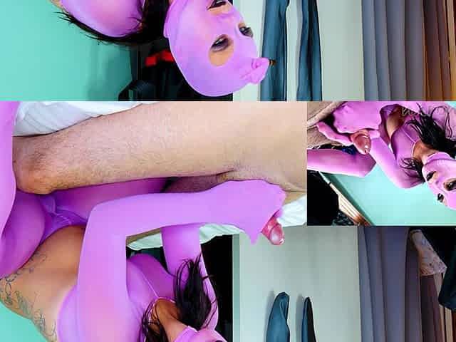 Katy Kat Pink Nylon Encasement Blowjob