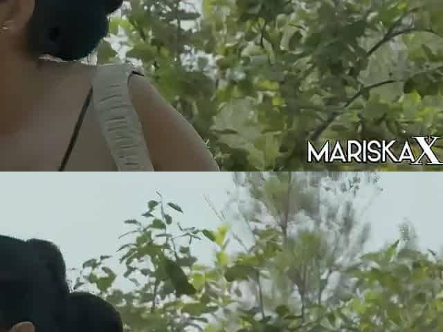 Mariska X Outdoor Three-Some In The Backyard