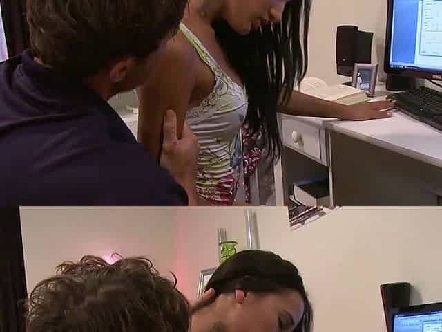 Teen american girl with small bra stuffers and piercling