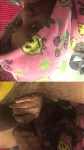 Plump ebony tugging a big white cock close up and loving it