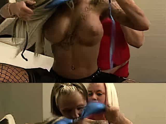 Lesbian Eve Angel licks big boobs