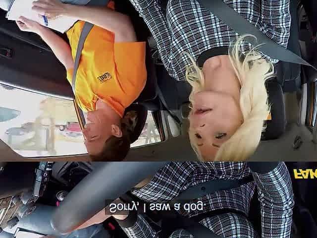 Sexy Golden-haired Cougar bangs a driving instructor - Fake Driving School
