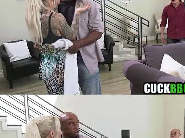 Sexy wife anal drilled by ebony man in front of cuck spouse