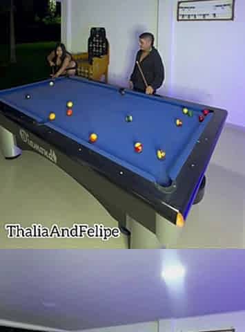 A college cutie is drilled after a game of pool whilst her boyfriend is away.