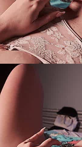 Depraved college angel screwing her vagina thinking about her stepfather