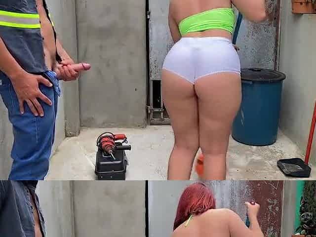 This maid came wearing those short shorts to tease me, and I couldn't resist. Look what I did!