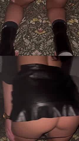 (no Need to Rotate Your Phone) the Party Got Hot in a Leather Mini Skirt and Extra-tiny Thong! Part 1