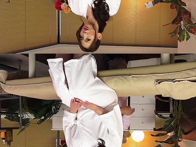Hot Japanese milf on the massage table for finger fucking