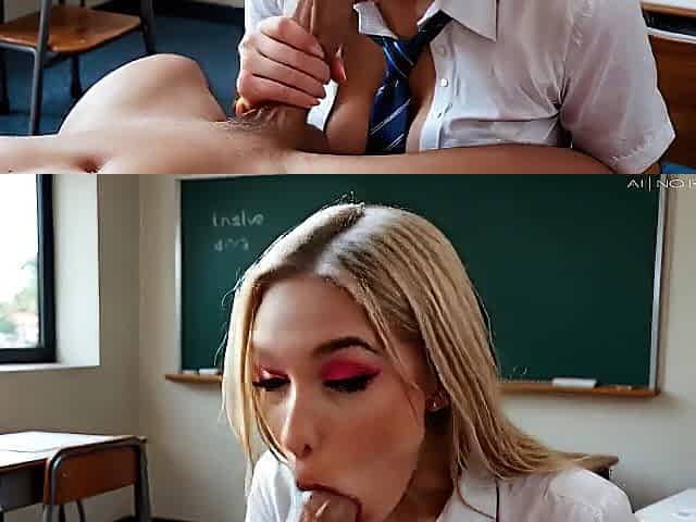 Large Melons Teacher is Tempted by her Student with Large Weenie during a Intimate lesson - Ai Generated