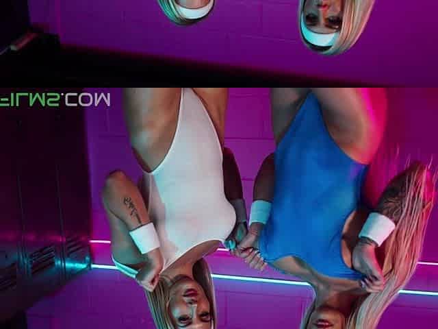 Large Boobs Blond Fitness Chicks Scissoring In The Gym
