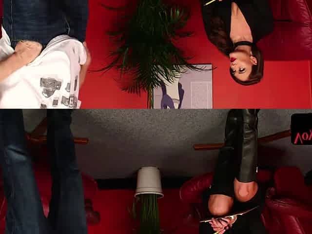 Posh lady voyeur judging guys handjob