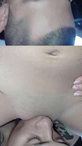 Close-up licking swollen clit