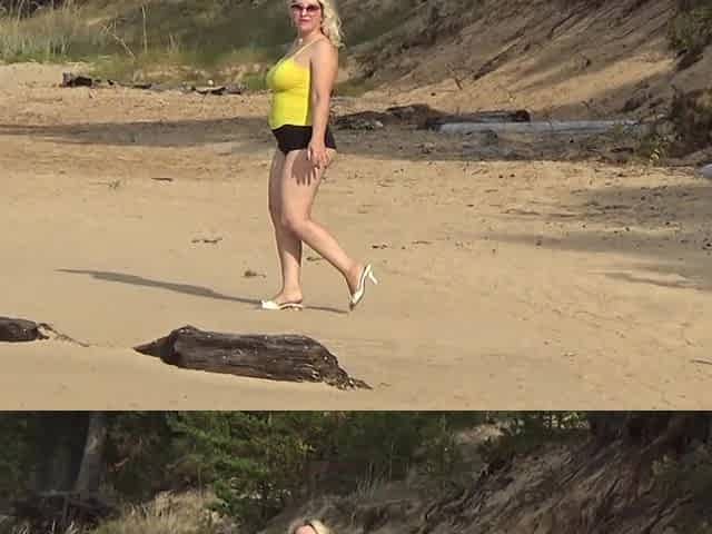 Big Ass in Mini Shorts - Walk on Beach.