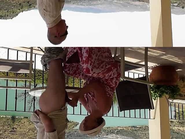 Nasty short haired Blonde fingers herself outdoor