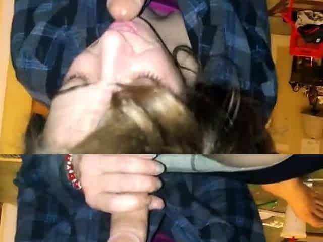 Skinny Brunette Loves Sucking Cock