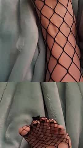 Marionette's Feet and Breasts in Fishnets and a Hot Micro Bikini