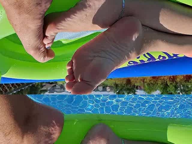 Playing footsie in the sun with our soft juicy feet
