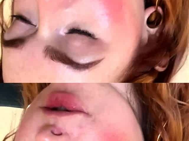 Amateur redhead masturbates then gives a blowjob