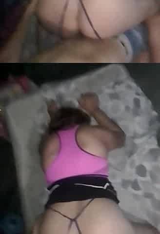 POV Solo Doggy Style with Her Blue Thong Open