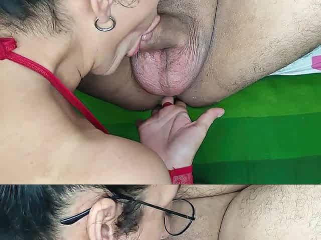 esposa chupando el culo del marido / pegging / rimjob