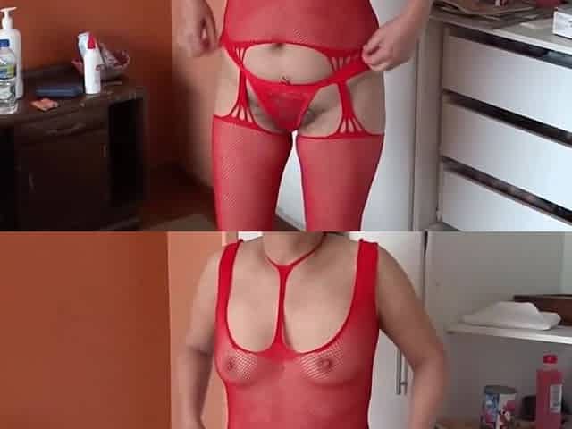 I cum on stepmom's large butt after watching her masturbate and finger her hirsute cunt