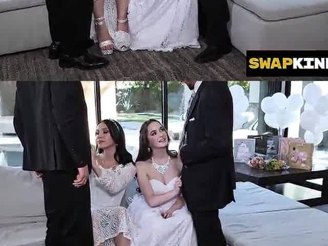 2 Virgin Brides Exchange Pops And Get Creampied Previous to Walking Down The Aisle - Swapkink