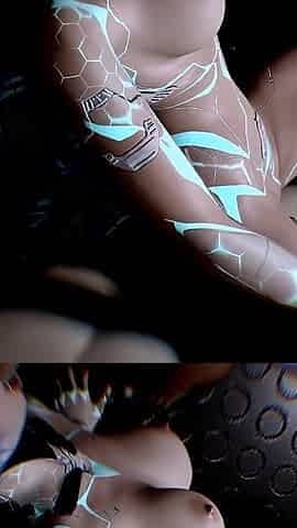 Blue Robot Girl Gets Fucked Hard in a Bus Threesome