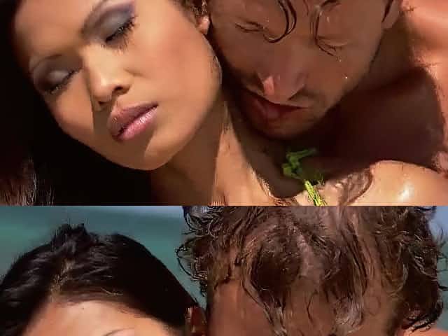 Exotic brunette loves hot bikini sex by the beach